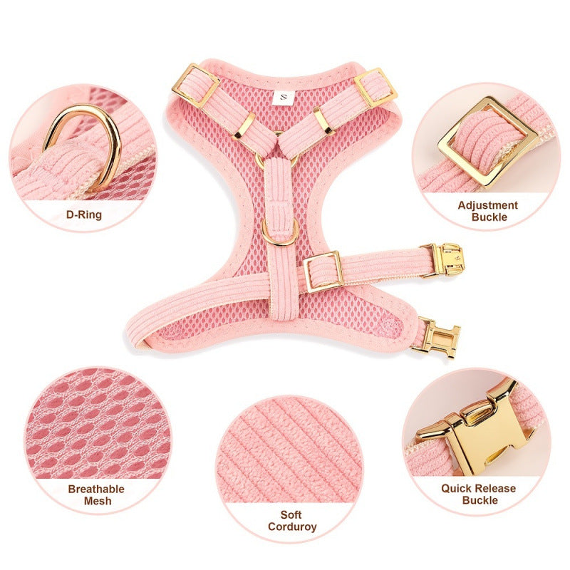 Collar Harness Traction Bow Pet Vest