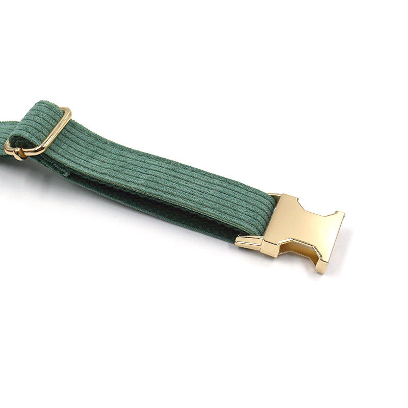 Duck Poop Green Corduroy Dog Collar