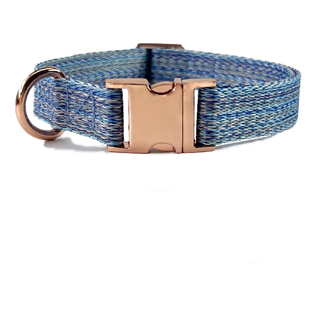 Faux Linen Metal Buckle Collar Dog Leash