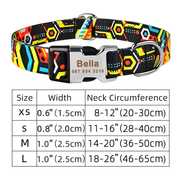 Adjustable Nylon Custom Dog Collar Free Engraved Name ID Tag