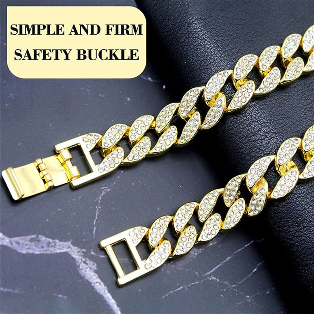 Pet Dog Collar Necklace With Diamonds Cuban Link Chain