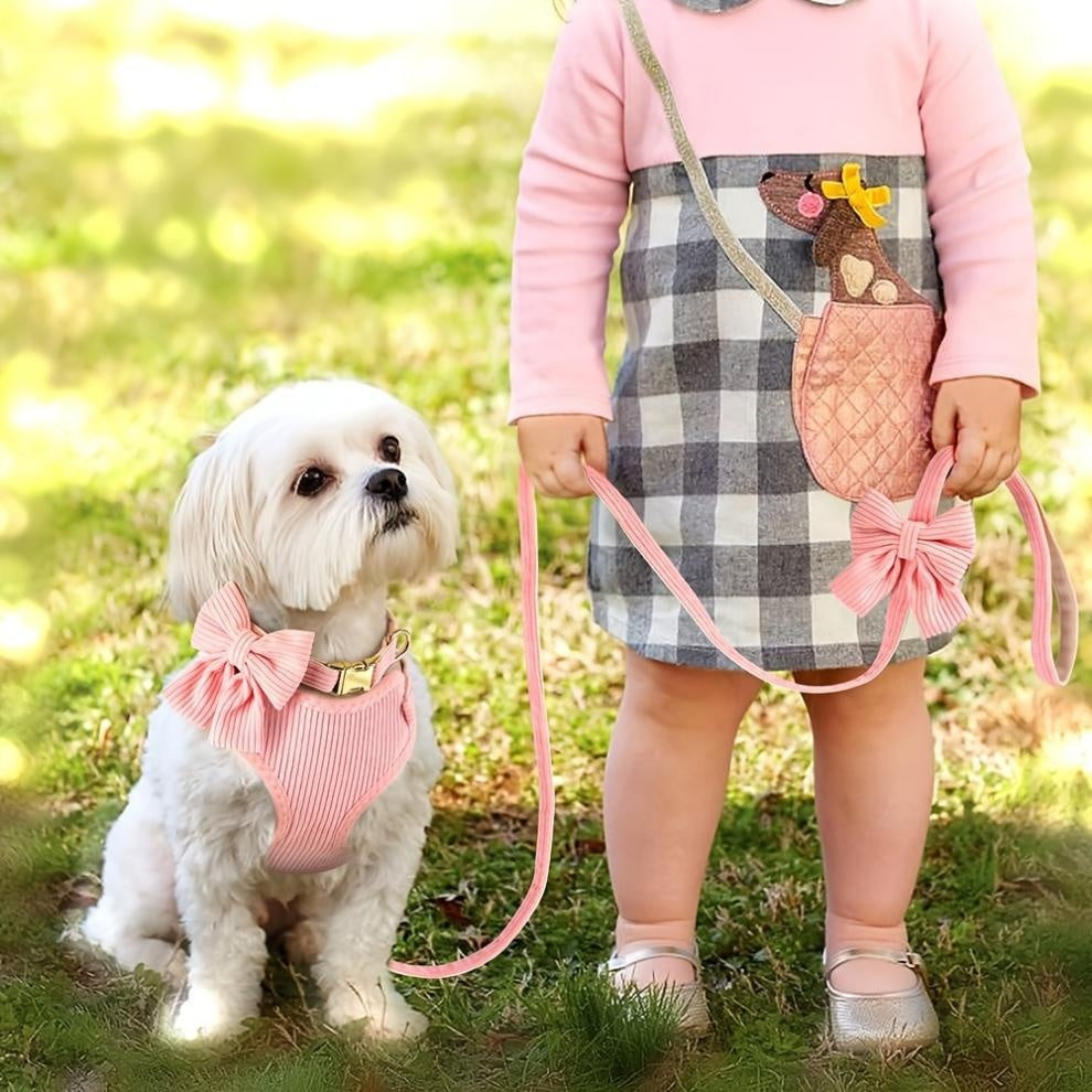 Collar Harness Traction Bow Pet Vest