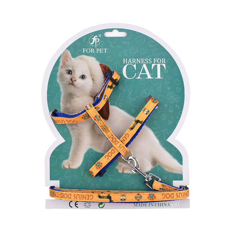 Cartoon print pet racer back and chest strap
