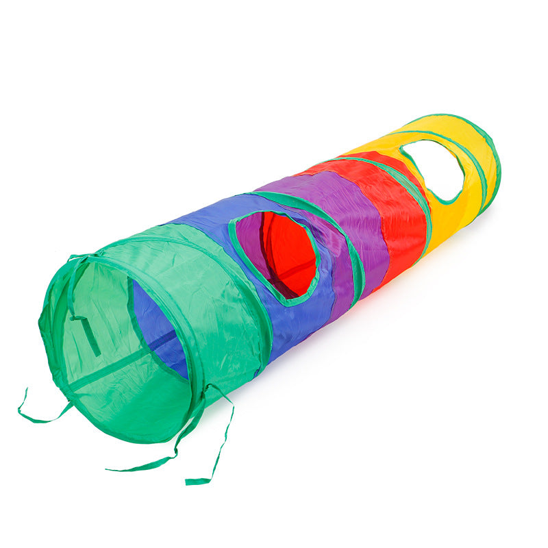 Collapsible Cat Channel Rolling Floor Dragon Color Cylinder Pet Toy Rainbow Cat Tunnel