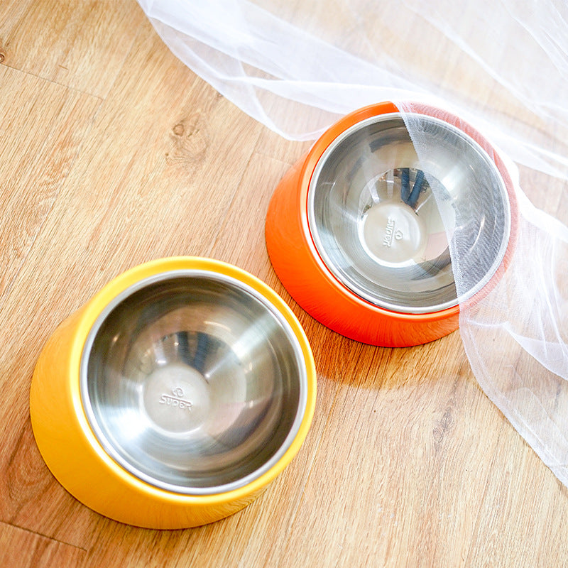 Inclined Bowl For Dogs Short-Mouth Food Bowl For Cats Stainless Steel Oblique Bowl For Dog Food