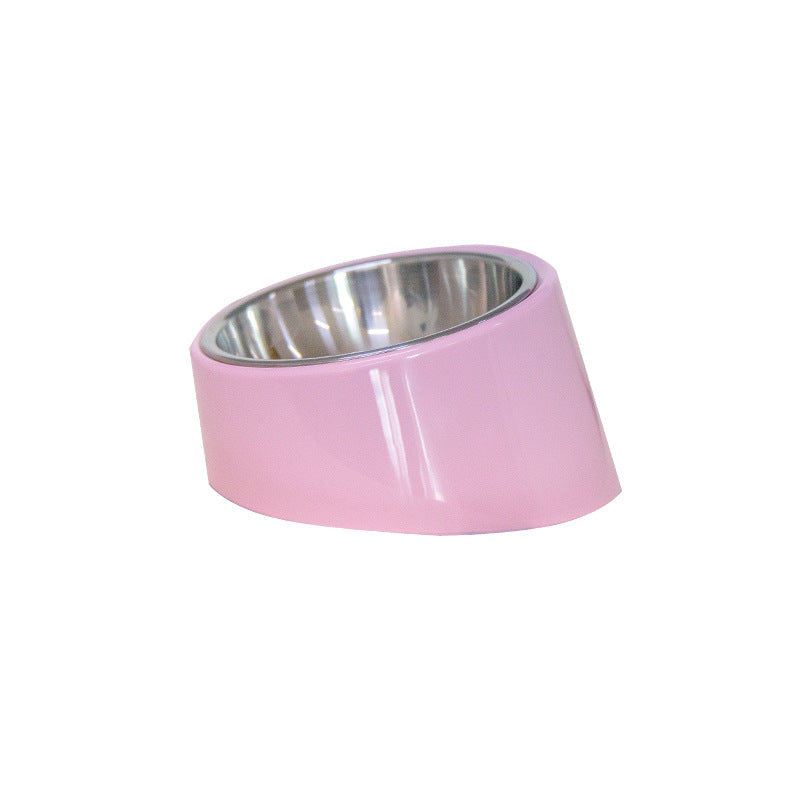 Inclined Bowl For Dogs Short-Mouth Food Bowl For Cats Stainless Steel Oblique Bowl For Dog Food