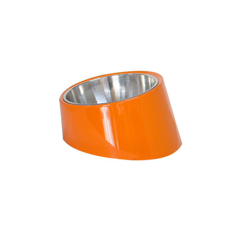 Inclined Bowl For Dogs Short-Mouth Food Bowl For Cats Stainless Steel Oblique Bowl For Dog Food
