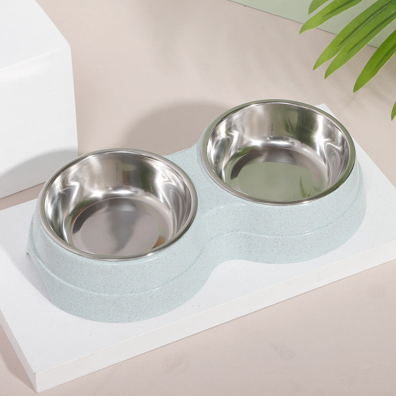 Pet Cat Diet Drinking Bowl Wheat Straw Pet Double Bowl Cute Cat Bowl