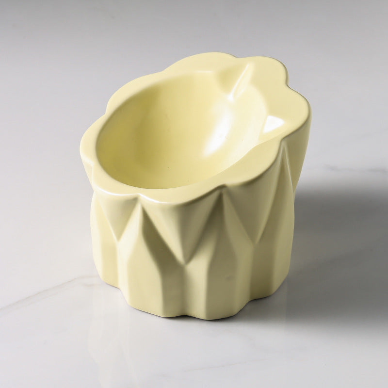 Oblique Cat Food Bowl With Single Ceramic High-Leg Incline To Protect The Cervical Spine From Overturning