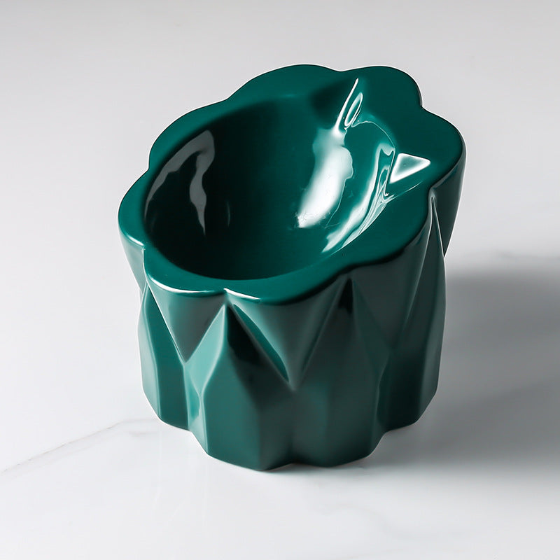 Oblique Cat Food Bowl With Single Ceramic High-Leg Incline To Protect The Cervical Spine From Overturning