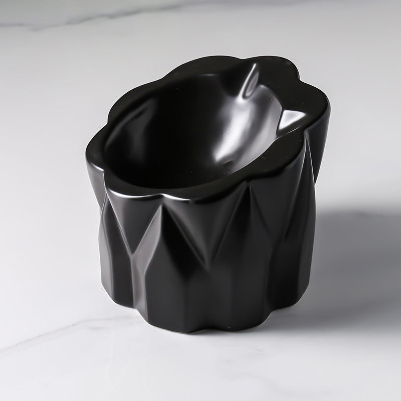 Oblique Cat Food Bowl With Single Ceramic High-Leg Incline To Protect The Cervical Spine From Overturning