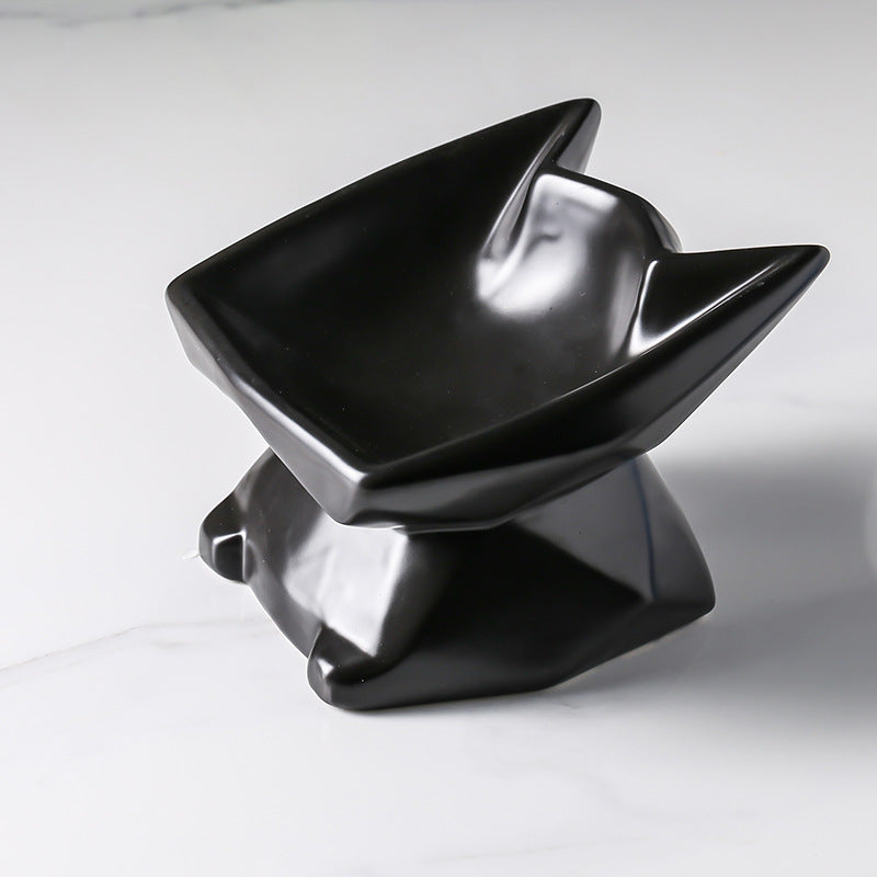 Oblique Cat Food Bowl With Single Ceramic High-Leg Incline To Protect The Cervical Spine From Overturning