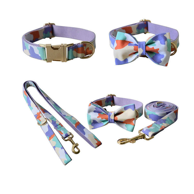 Purple Camouflage Bow Dog Hoop Metal Buckle