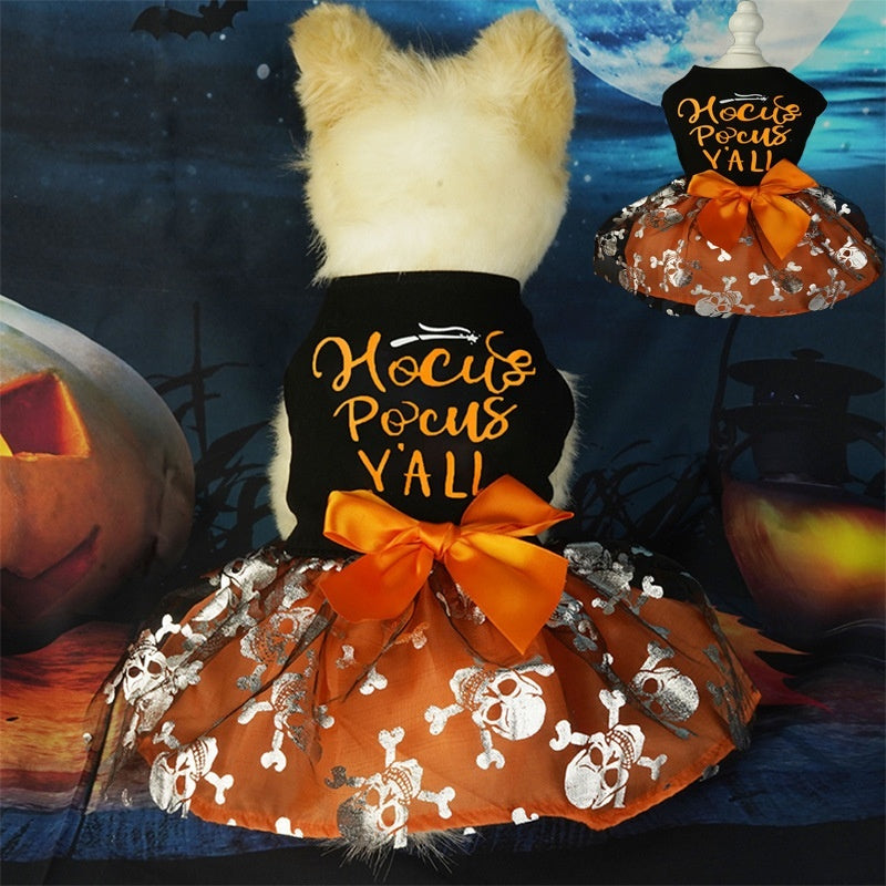 Pet Clothes Halloween Dog Cat Party Decoration Halloween Skull Black Costume