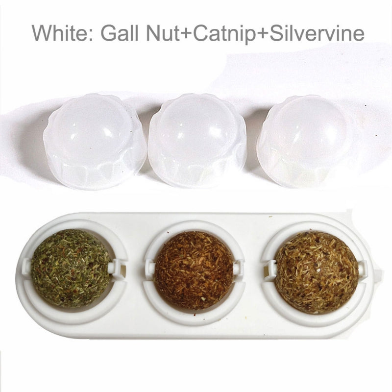3pcs  Lot Self-adhesive Rotated Catnip Lick Ball