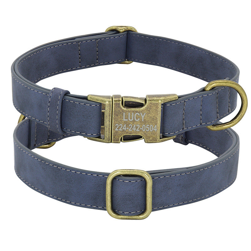 Collar Poly Urethane Leather Small And Medium-sized Dog