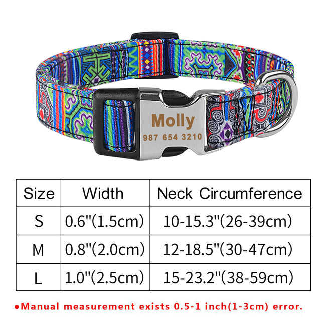 Adjustable Nylon Custom Dog Collar Free Engraved Name ID Tag