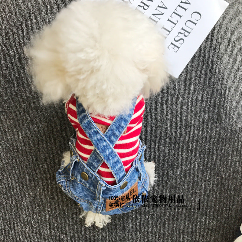 All-match Suspender Pants Pet Clothes Dog Denim Pants