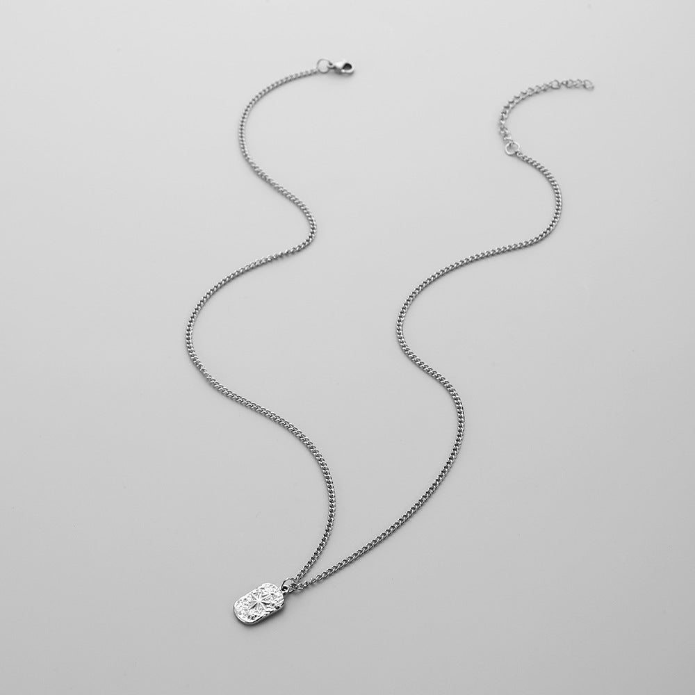 Fashion Minimalist Relief XINGX Square Plate Pendant Necklace Trendy Men