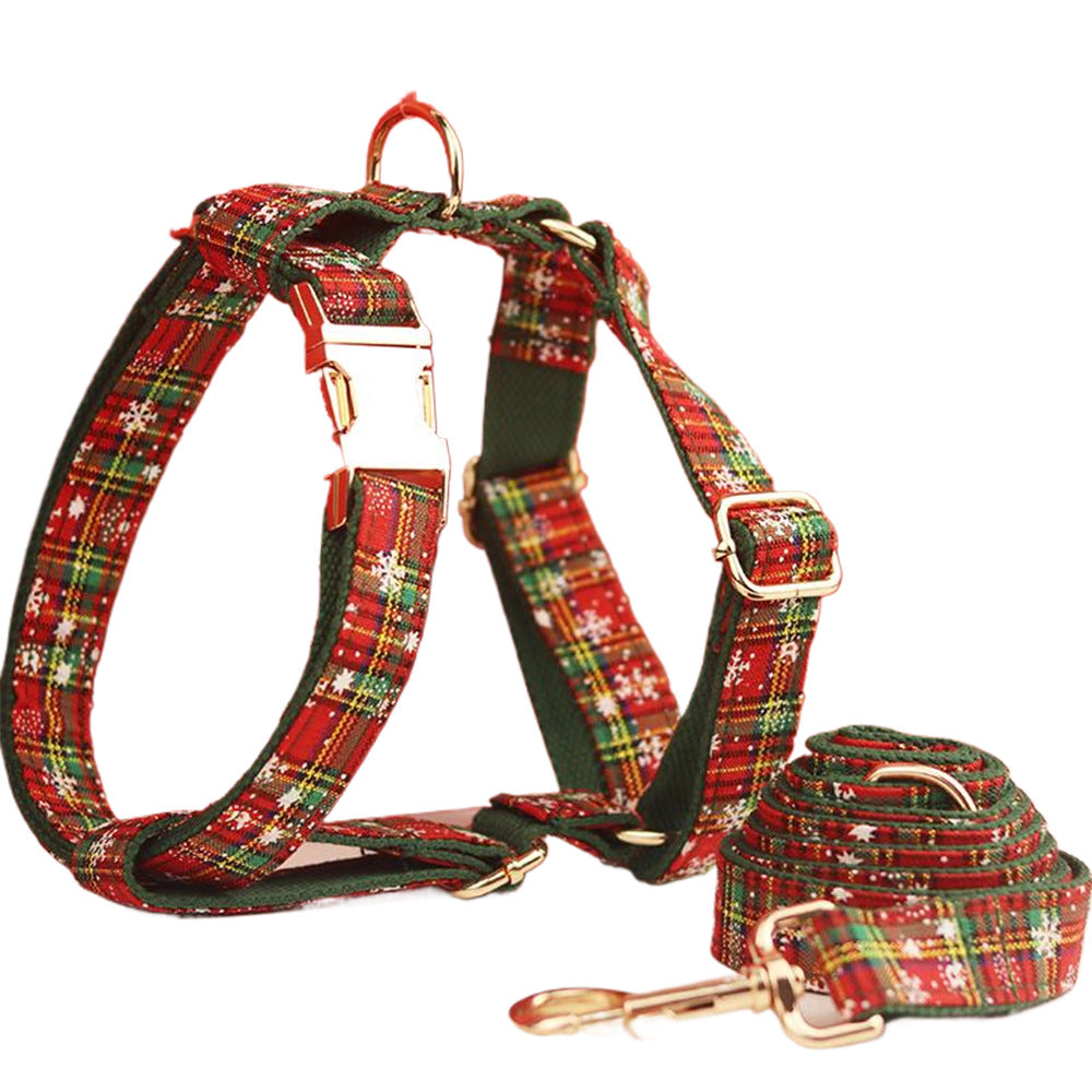 Green Background Snowflake Christmas Pet Collar