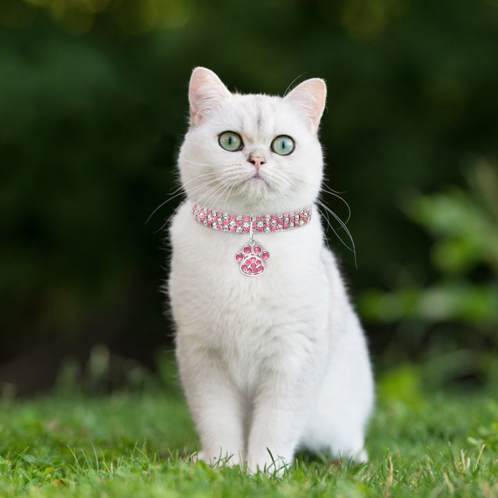 Pet Collar With Diamonds, Mixed-color Cat And Dog Supplies, Cat Claws, Elastic Cat And Dog Necklace Jewelry