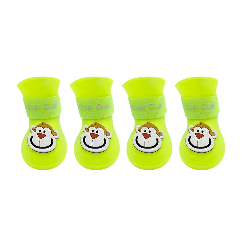 Cartoon Pet Boots Silicone Waterproof Non-slip Soft Bottom Summer Cat Supplies