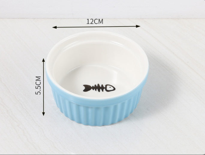 Bamboo And Wood Shelf To Protect The Cervical Spine And High-foot Double Ceramic Cat Bowl