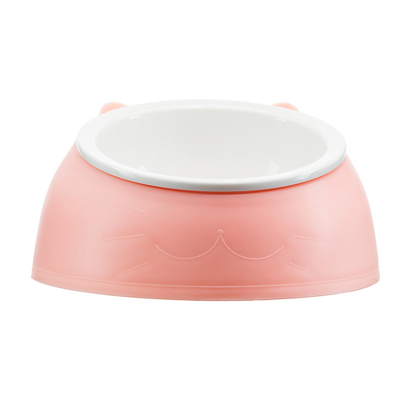 Simple Ceramic Tilting Anti-overturning Cat Food Bowl
