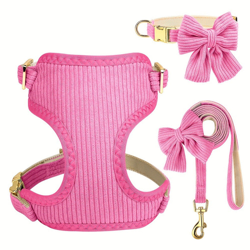 Creative Solid Color Harness Bow Pet Vest