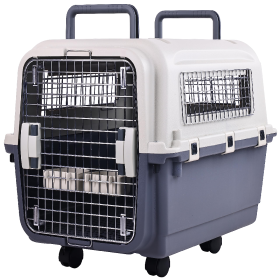 Only Supports Self Pickup  Plastic Dog Kennel, Pet Transport, Rolling Plastic Airline Approved Wire Door Travelling Dog Crate, Small-Medium-Large