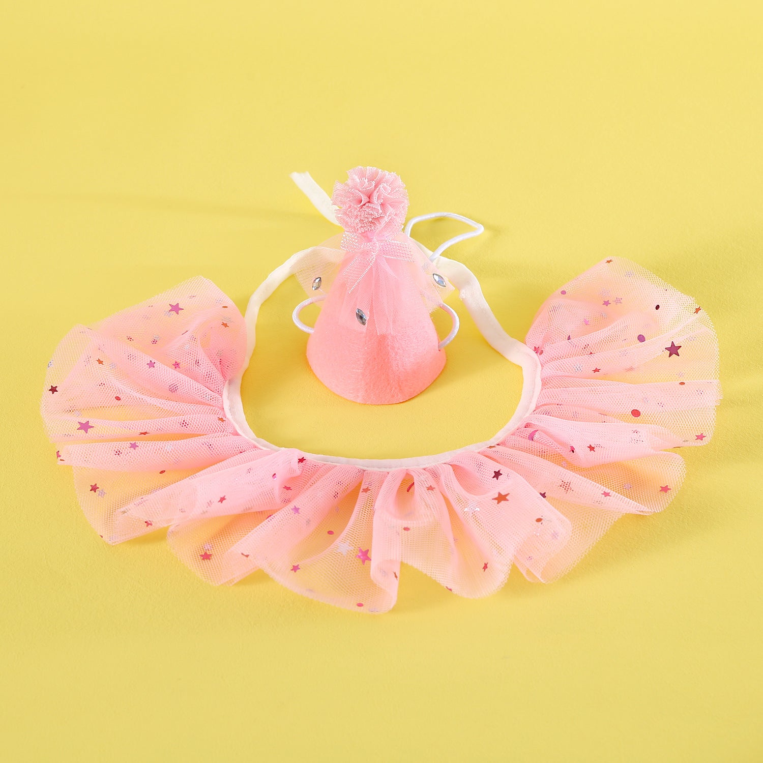 Pet Sequin Lace Bib Rhinestone Gauze Skirt Felt Hat