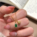S925 Sterling Silver Yang Green Gourd Pendant Necklace