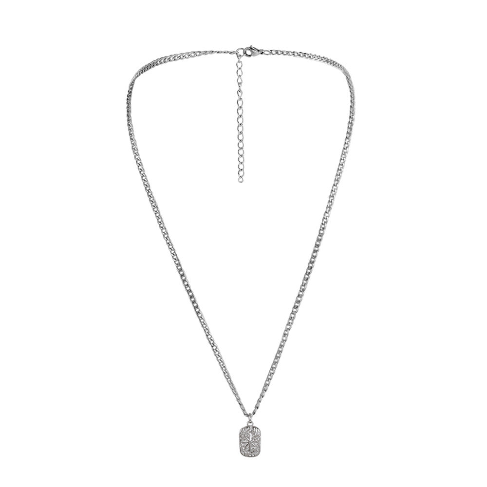 Fashion Minimalist Relief XINGX Square Plate Pendant Necklace Trendy Men