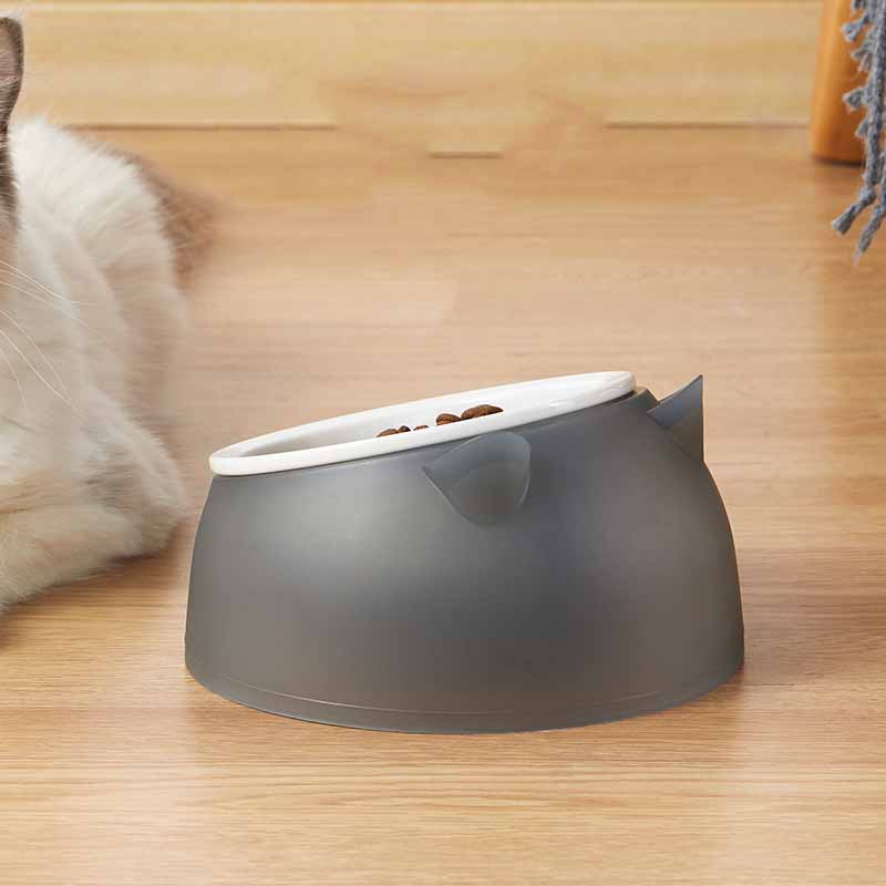Simple Ceramic Tilting Anti-overturning Cat Food Bowl