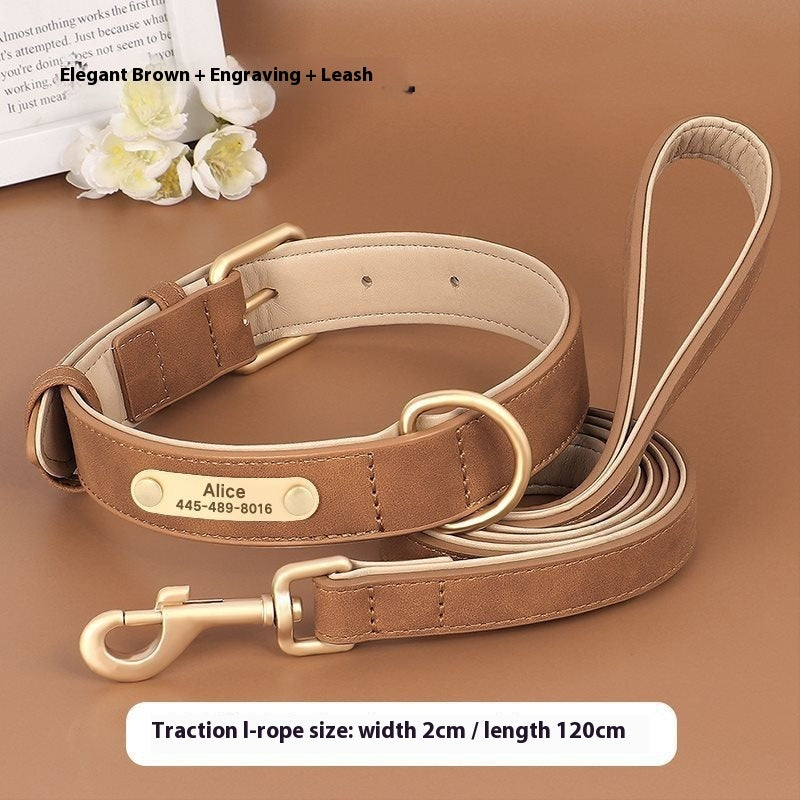 Creative And Versatile Double-layer Leather Pet Dog Collar