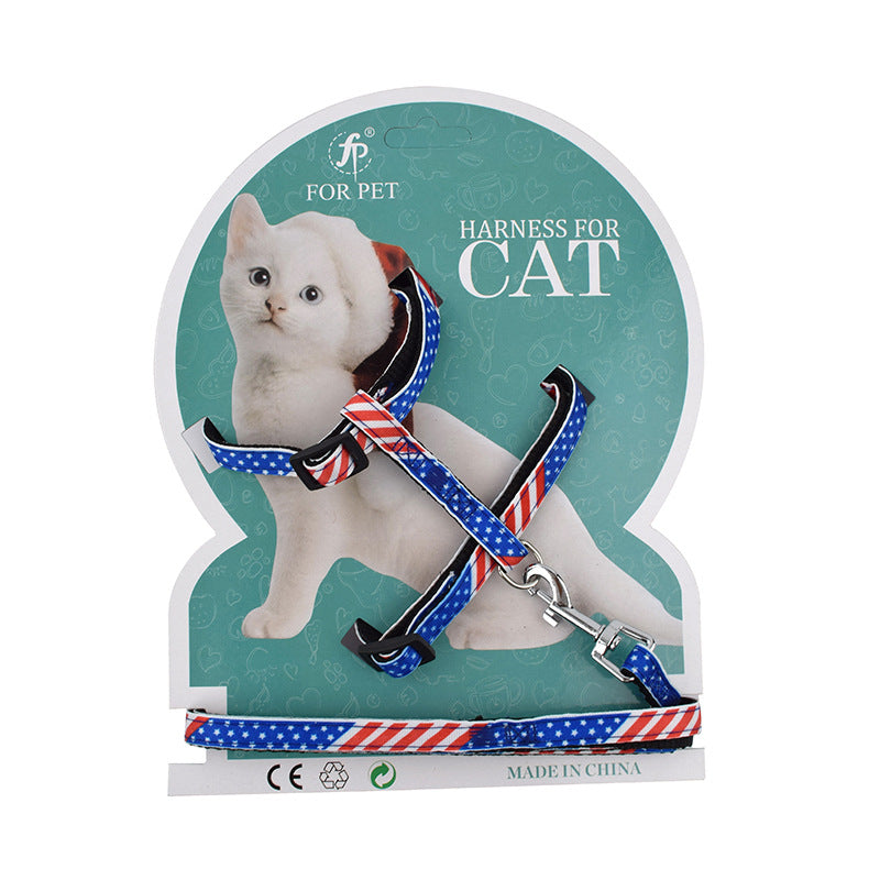 Cartoon print pet racer back and chest strap