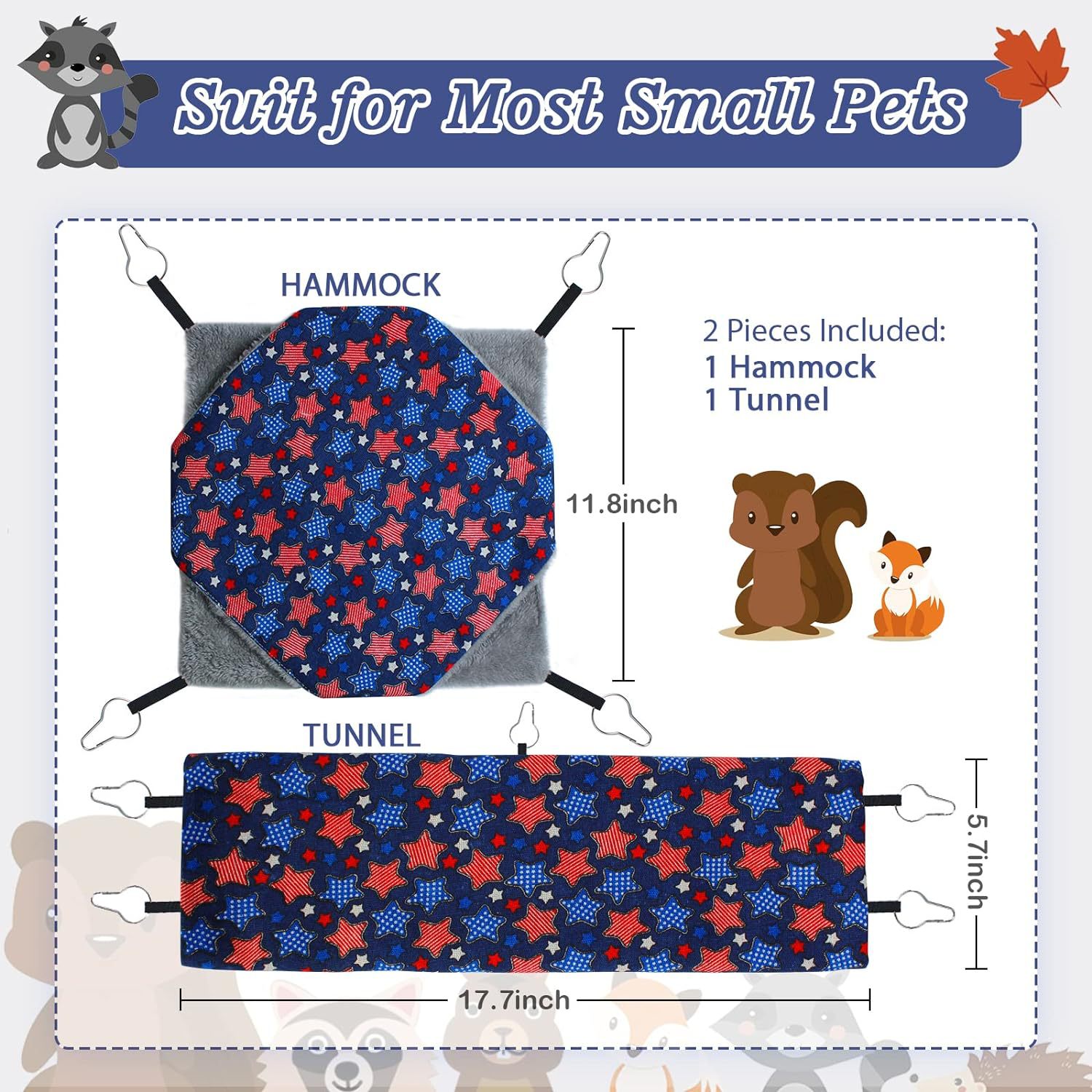 Ferret Small Pet Hammock Set Hanging Hammock And Tubular Tunnel