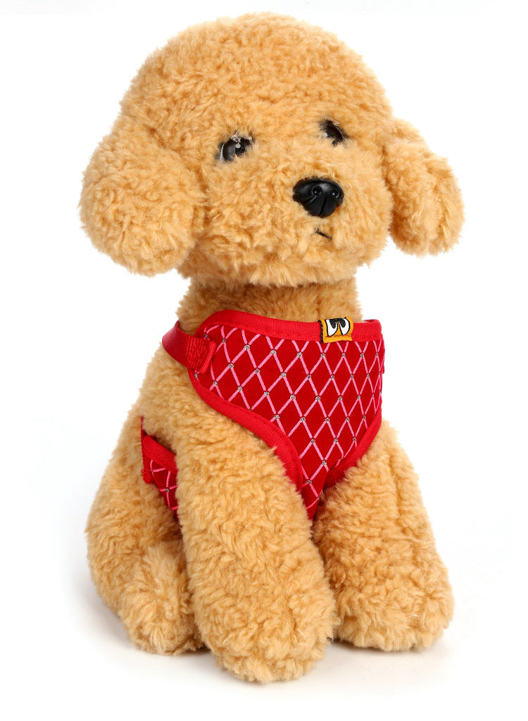 Dog Leash Breathable Mesh With Flash Diamond Nylon Pet Chest Back Leash