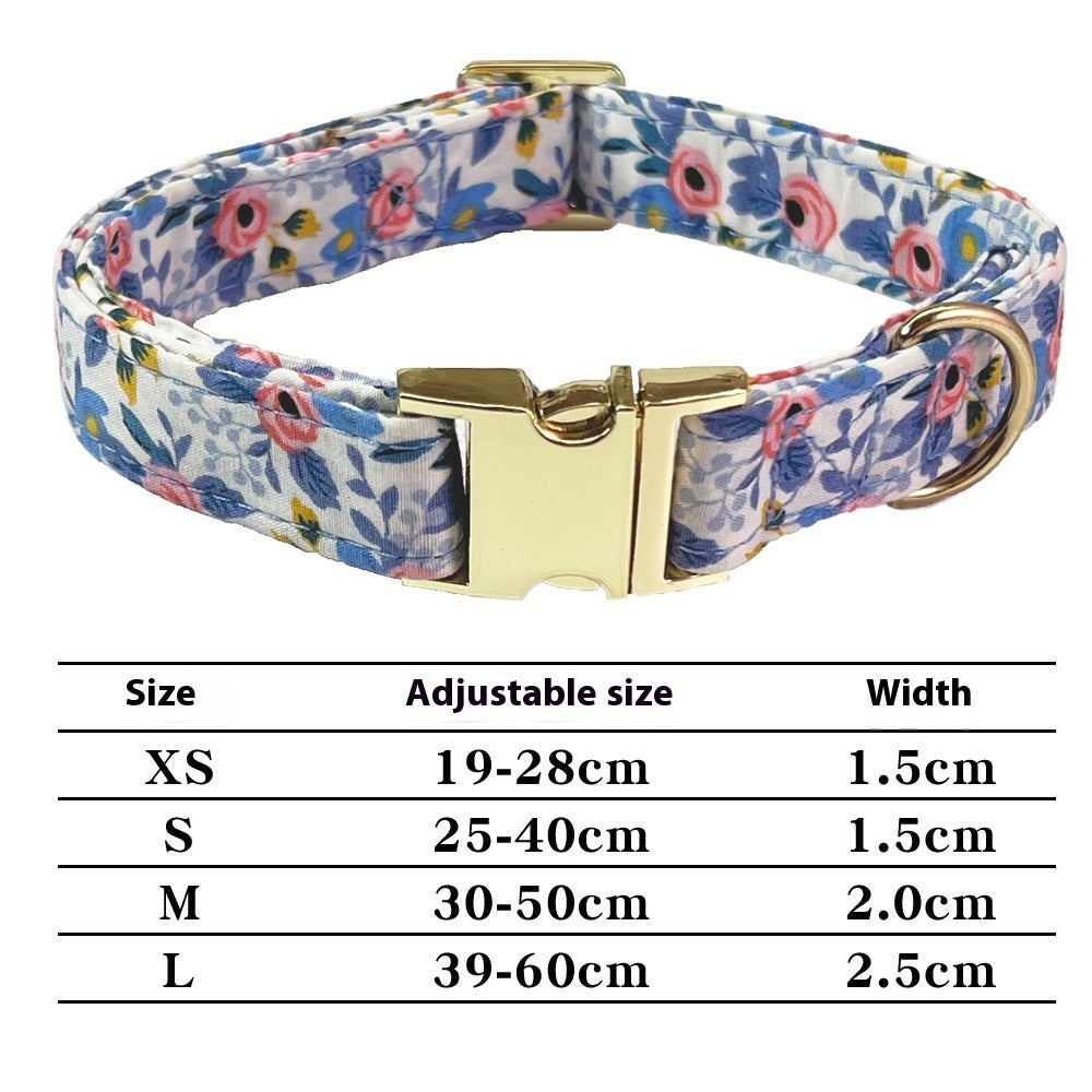 Pet Lettering Collar Metal Floral Collar Hand Holding Rope Medium Large Dog Leash