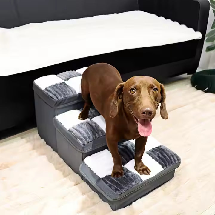 Luxury Chessboard Handmade Steps With Dog Stairs And Storage Space