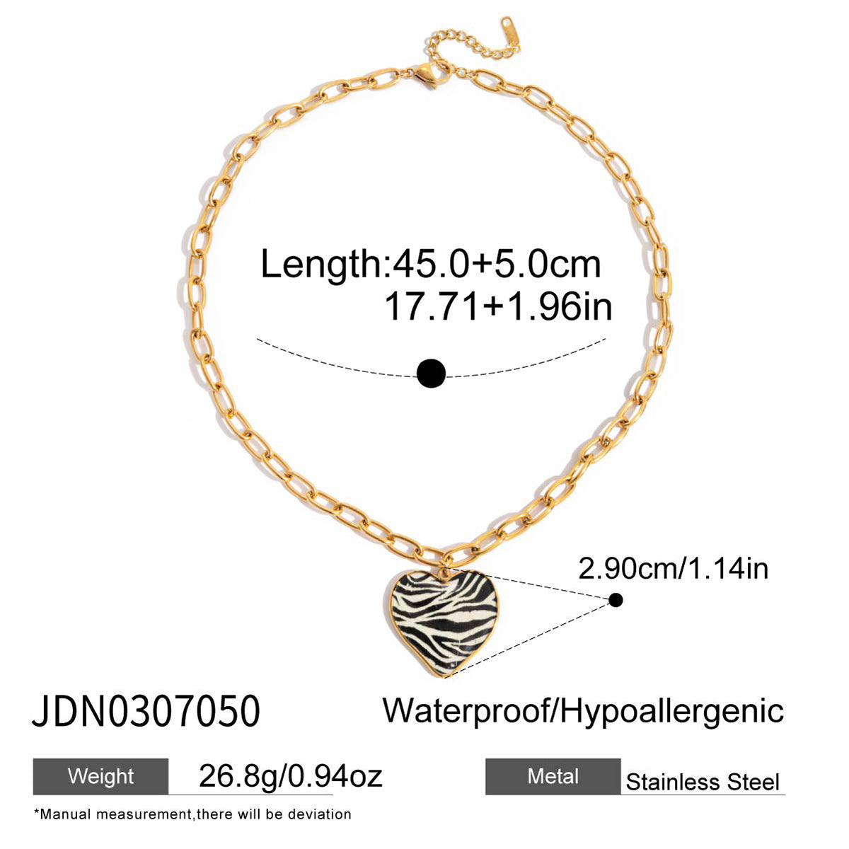 Leopard-Print Heart-Shaped Oil-Drip Stainless Steel Necklace That Wont Fade