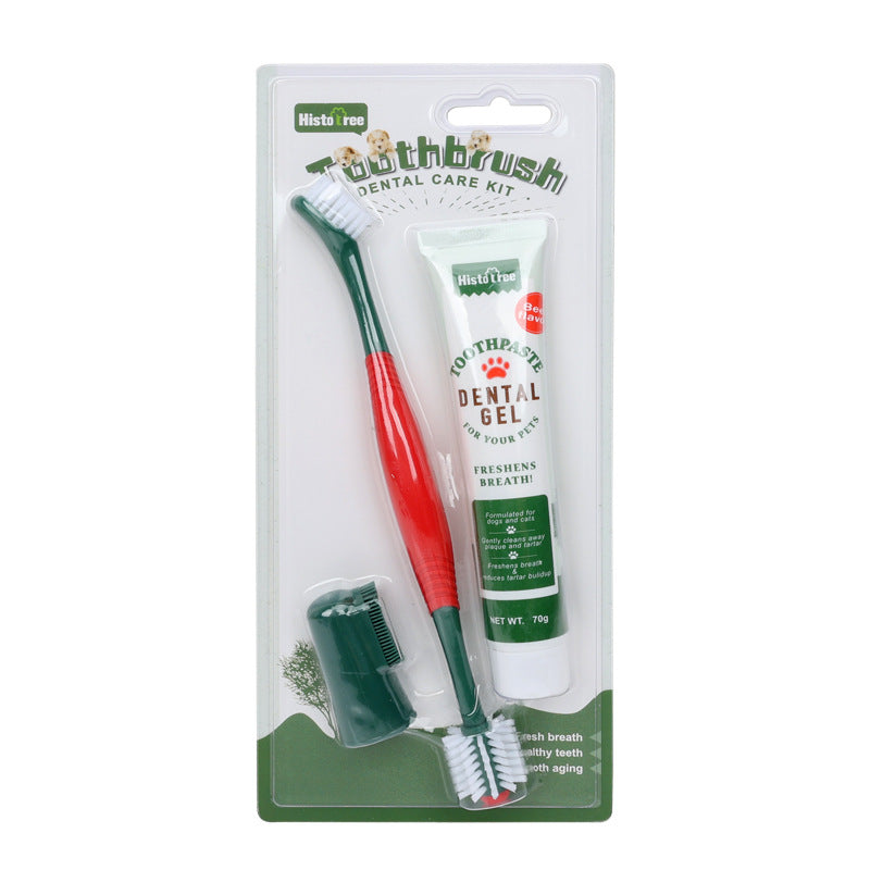 Pet Toothpaste Toothbrush Set Cat And Dog Finger Stall Cleaning Pet Supplies