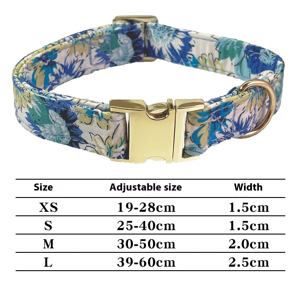 Pet Lettering Collar Metal Floral Collar Hand Holding Rope Medium Large Dog Leash