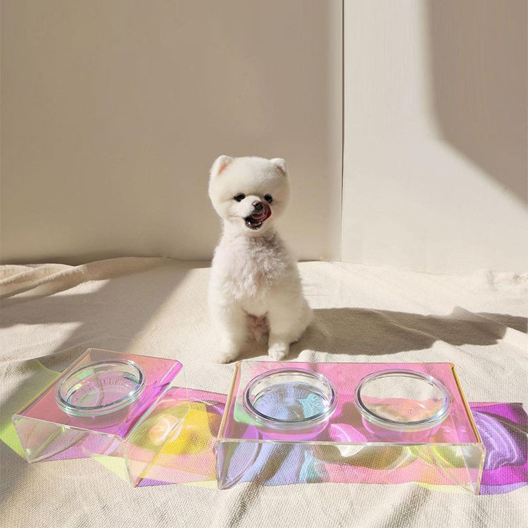 Acrylic Pet Dazzling Bowl Food Basin Small Dog