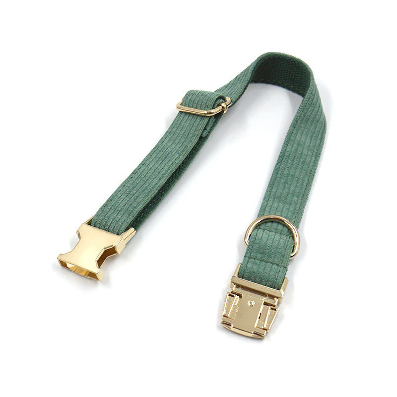 Duck Poop Green Corduroy Dog Collar