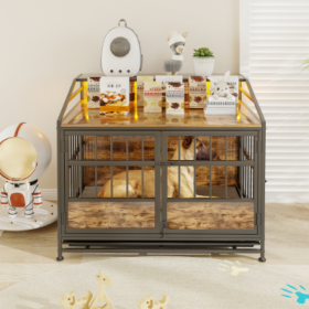 Multi-function Furniture Style Dog Crates With Storage, Dog Crate Furniture Large Wooden Dog Kennel With Double Doors, For Large Medium Dog Indoo