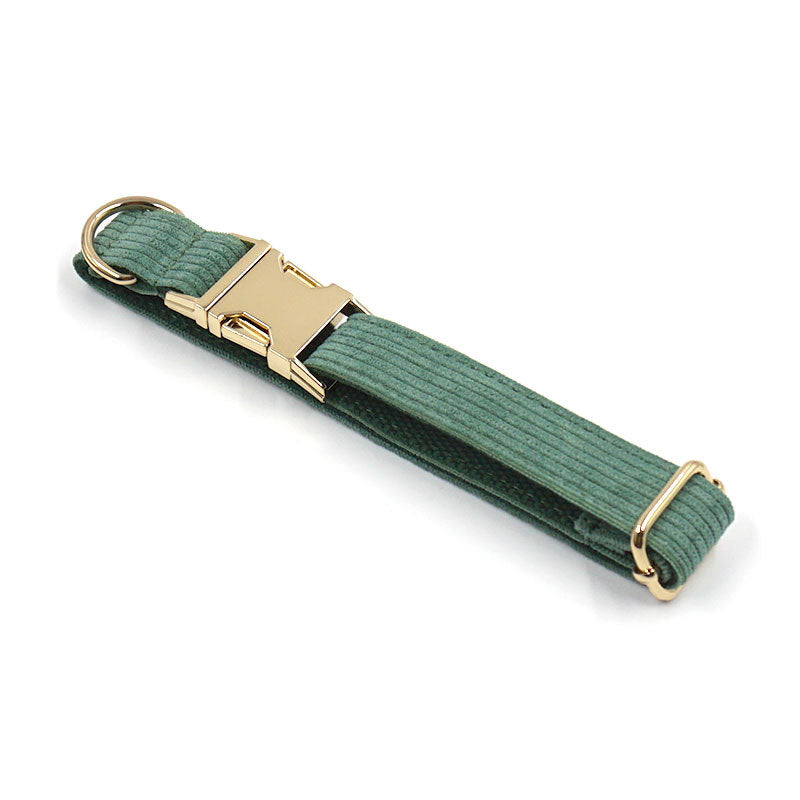 Duck Poop Green Corduroy Dog Collar