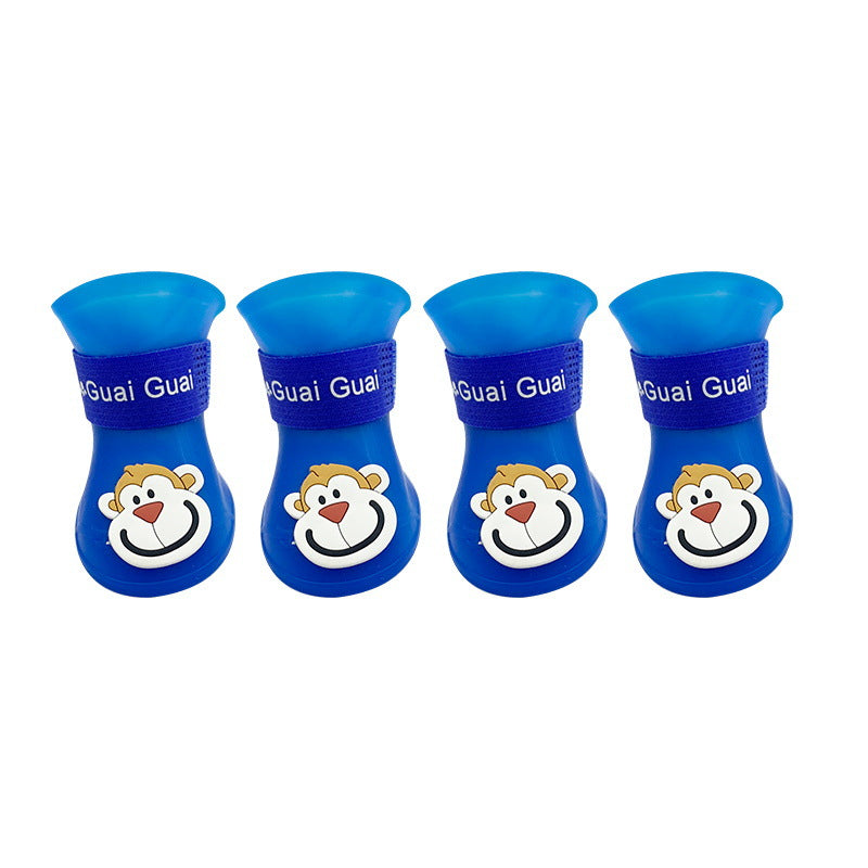 Cartoon Pet Boots Silicone Waterproof Non-slip Soft Bottom Summer Cat Supplies