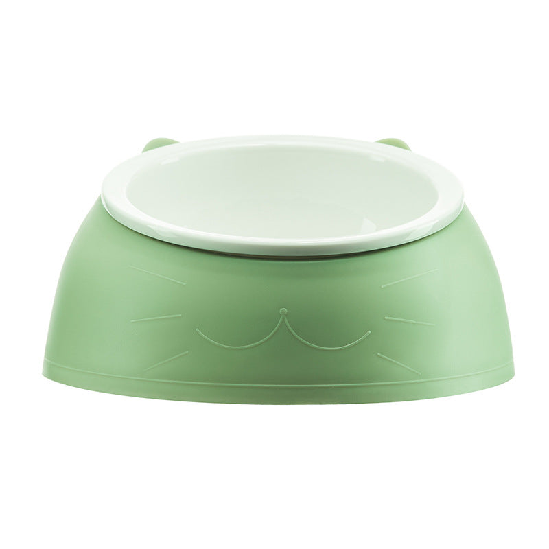 Simple Ceramic Tilting Anti-overturning Cat Food Bowl