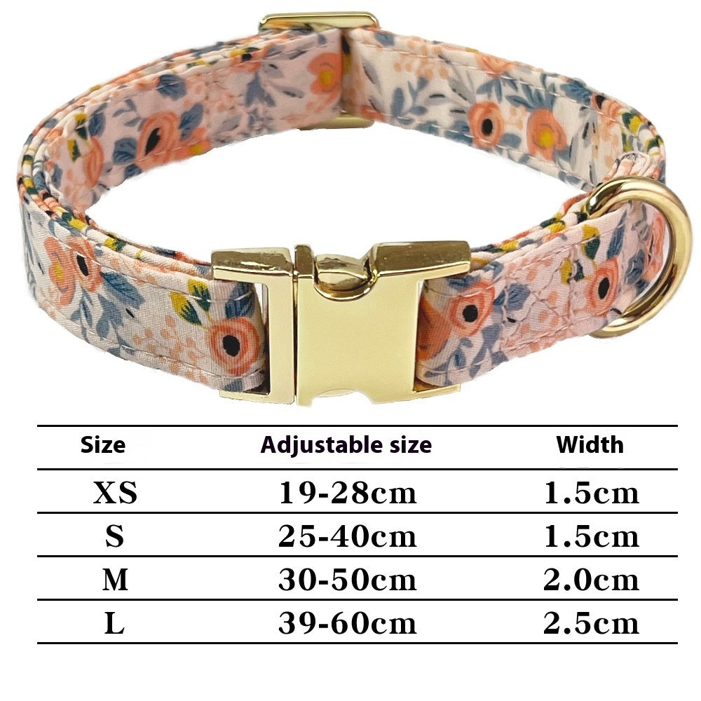 Pet Lettering Collar Metal Floral Collar Hand Holding Rope Medium Large Dog Leash